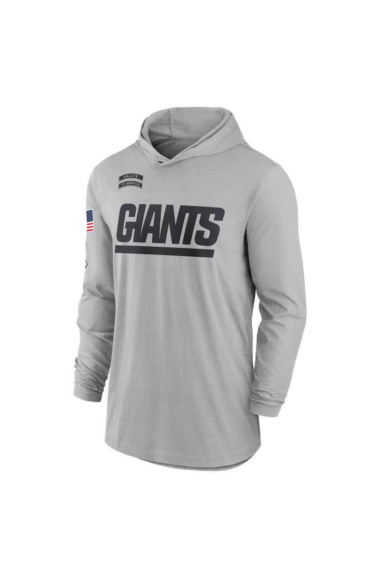 Men's Nike Gray New York Giants 2024 Salute to Service Lightweight Performance Long Sleeve Hooded T-Shirt, Alternate, color, Gray