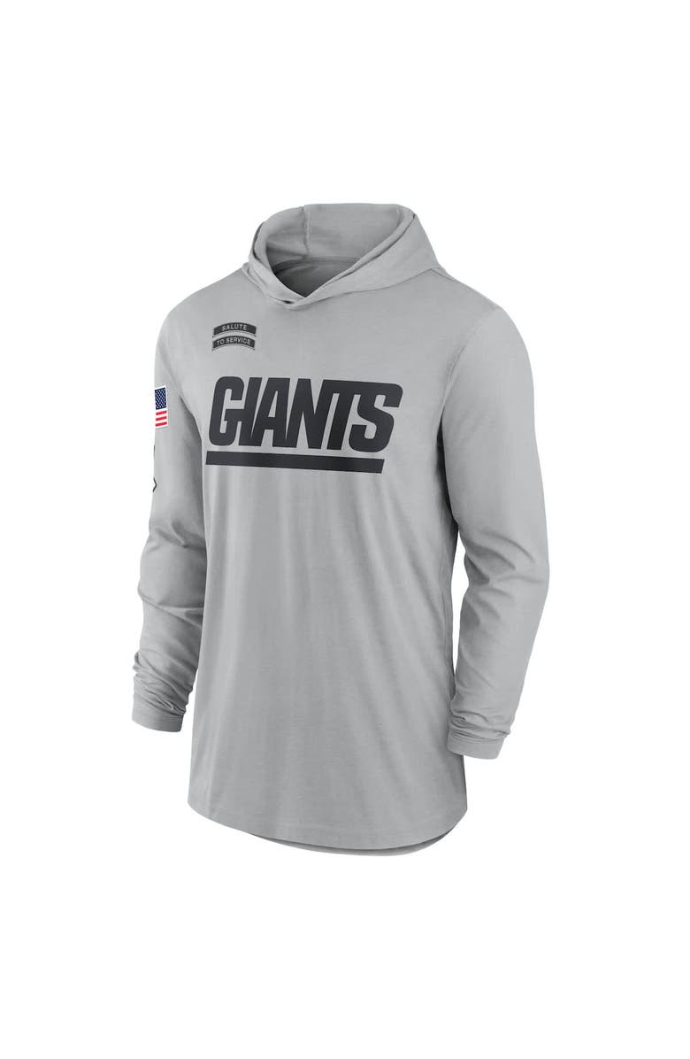 Nike Men's Nike Gray New York Giants 2024 Salute to Service Lightweight Performance Long Sleeve Hooded T-Shirt, Alternate, color, 