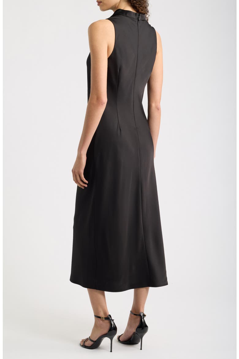 Drape Neck Satin Maxi Dress, Alternate, color, BLACK