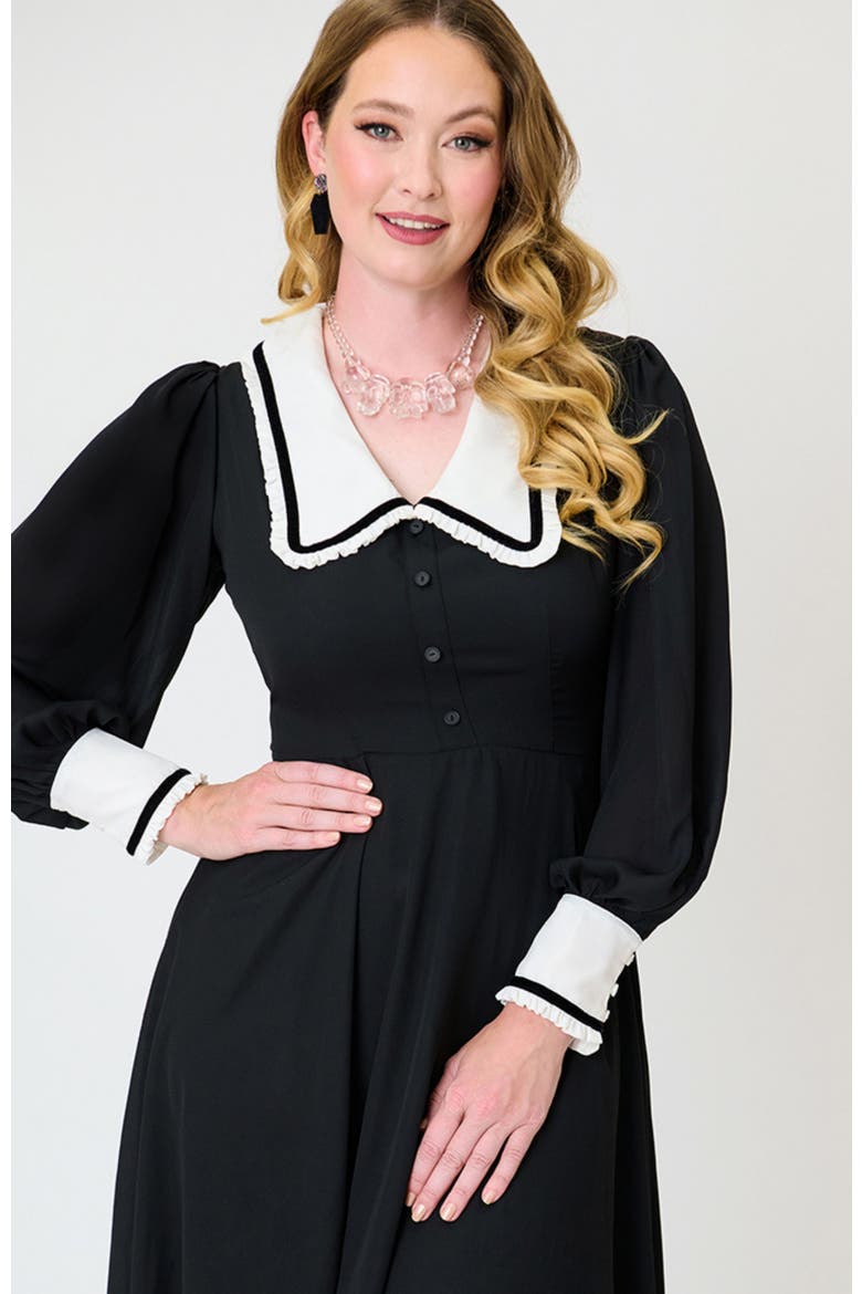 Pilgrim Collar Wendy Swing Dress, Alternate, color, Black w/ White Collar