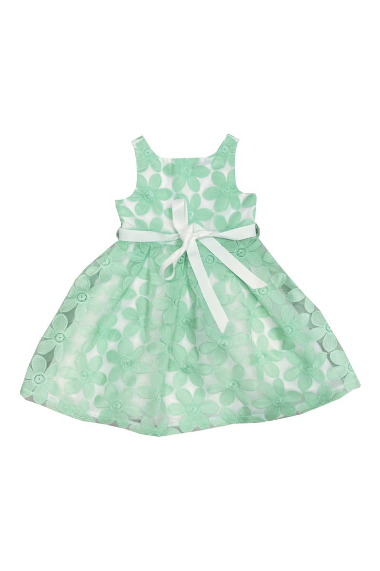 Kids' Floral Embroidered Dress, Main, color, LIGHT/ PASTEL GREEN