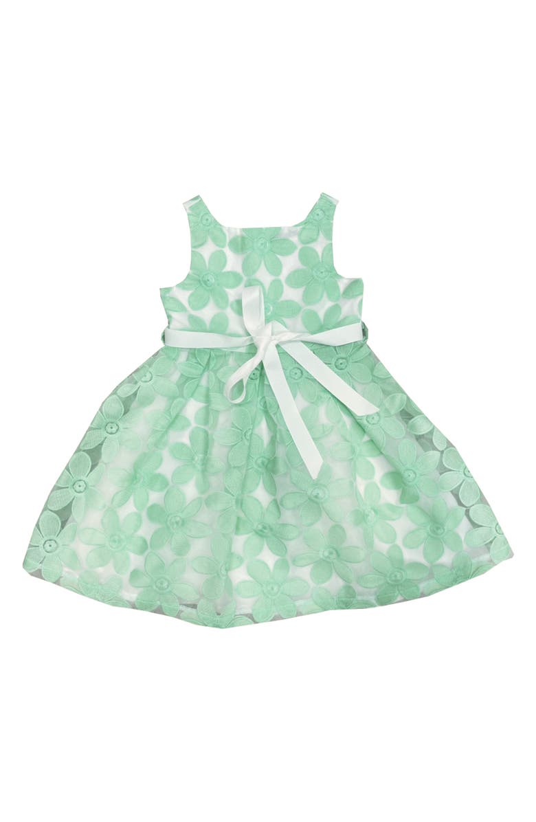 JOE-ELLA Kids' Floral Embroidered Dress, Main, color, Light/ Pastel Green
