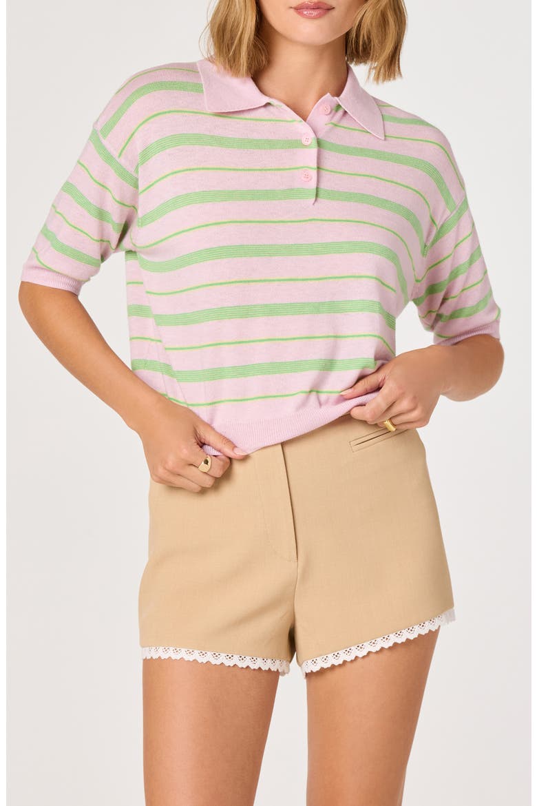 Scottie Stripe Knit Polo, Alternate, color, PINK STRIPE