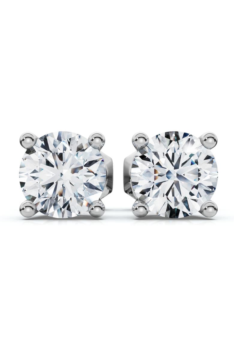 1 Ct TW Round Cut Diamond Screw Back Studs 14k Gold Lab Grown, Main, color, 14k White Gold