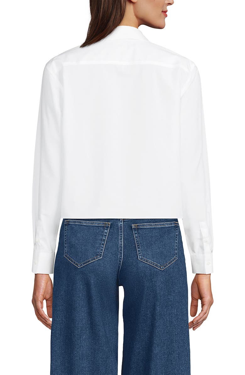 Lands' End No Iron Boxy Cropped Shirt, Alternate, color, White
