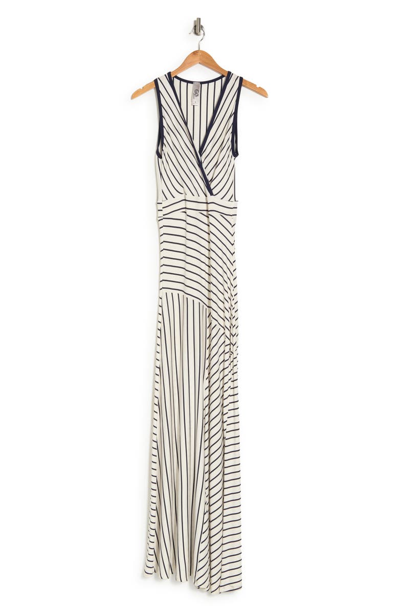 GO COUTURE Sleeveless Maxi Stripe Dress, Alternate, color, White Colorblock