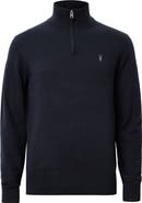 AllSaints Kilburn Funnel Neck Wool Blend Quarter Zip Sweater