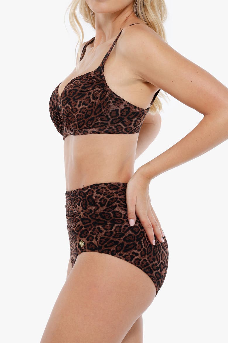 Tropical Print Underwire Shaping High Waist Swimwear Set, Alternate, color, Leopard