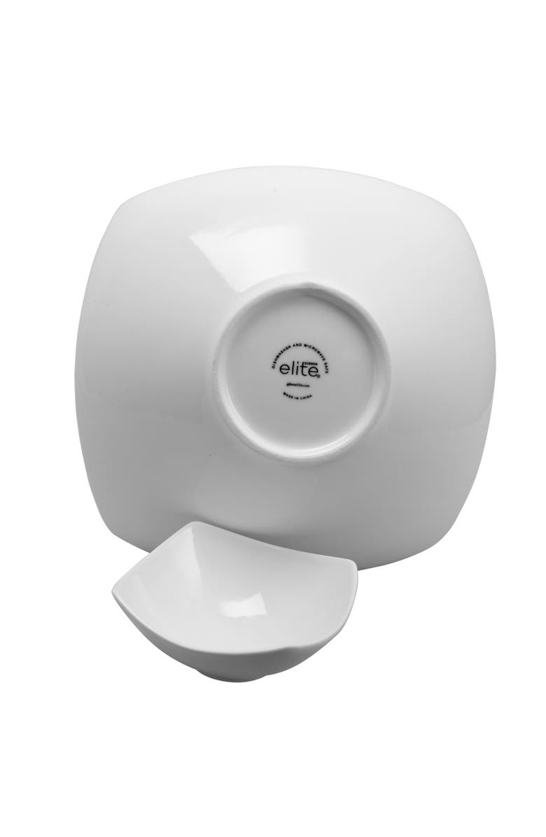 Gibson Elite Gracious Dining 3-Piece Stoneware Square Bowl Set, Alternate, color, White