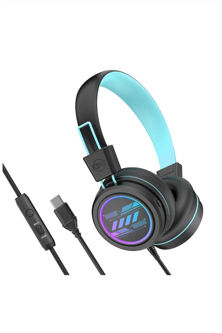 KidJamz KJ55U USB-C Kid's Headphones w/ LED Lights, Main, color, Black