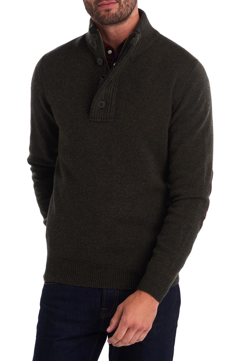 Barbour Patch Wool Quarter Zip Pullover, Main, color, Seaweed