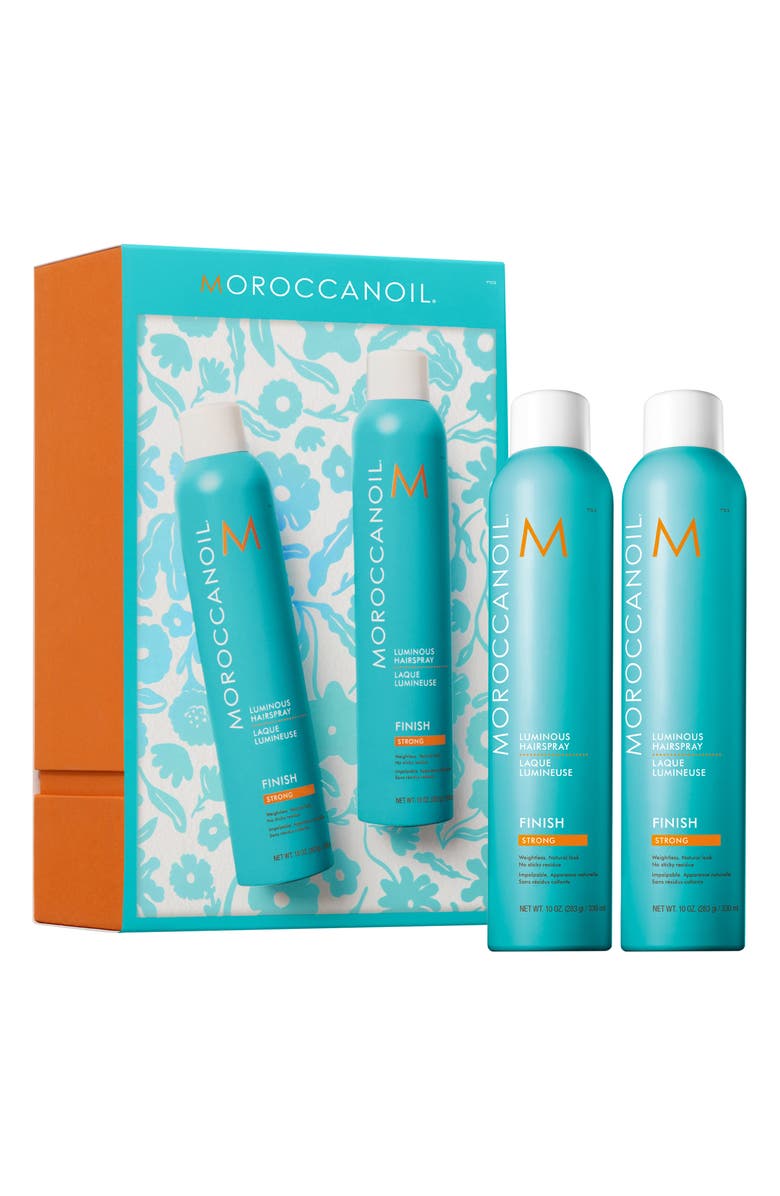 MOROCCANOIL<sup>®</sup> Luminous Hairspray Strong Duo $56 Value, Main, color,