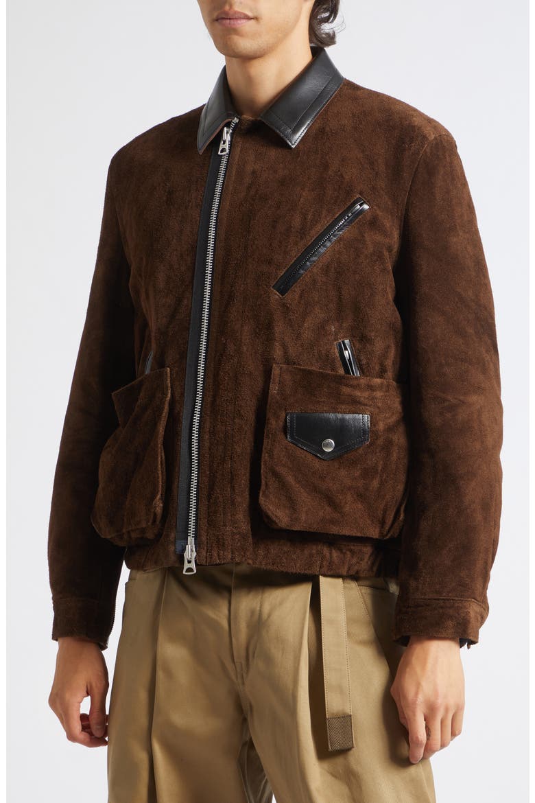 Suede Bomber Jacket, Alternate, color, BROWN