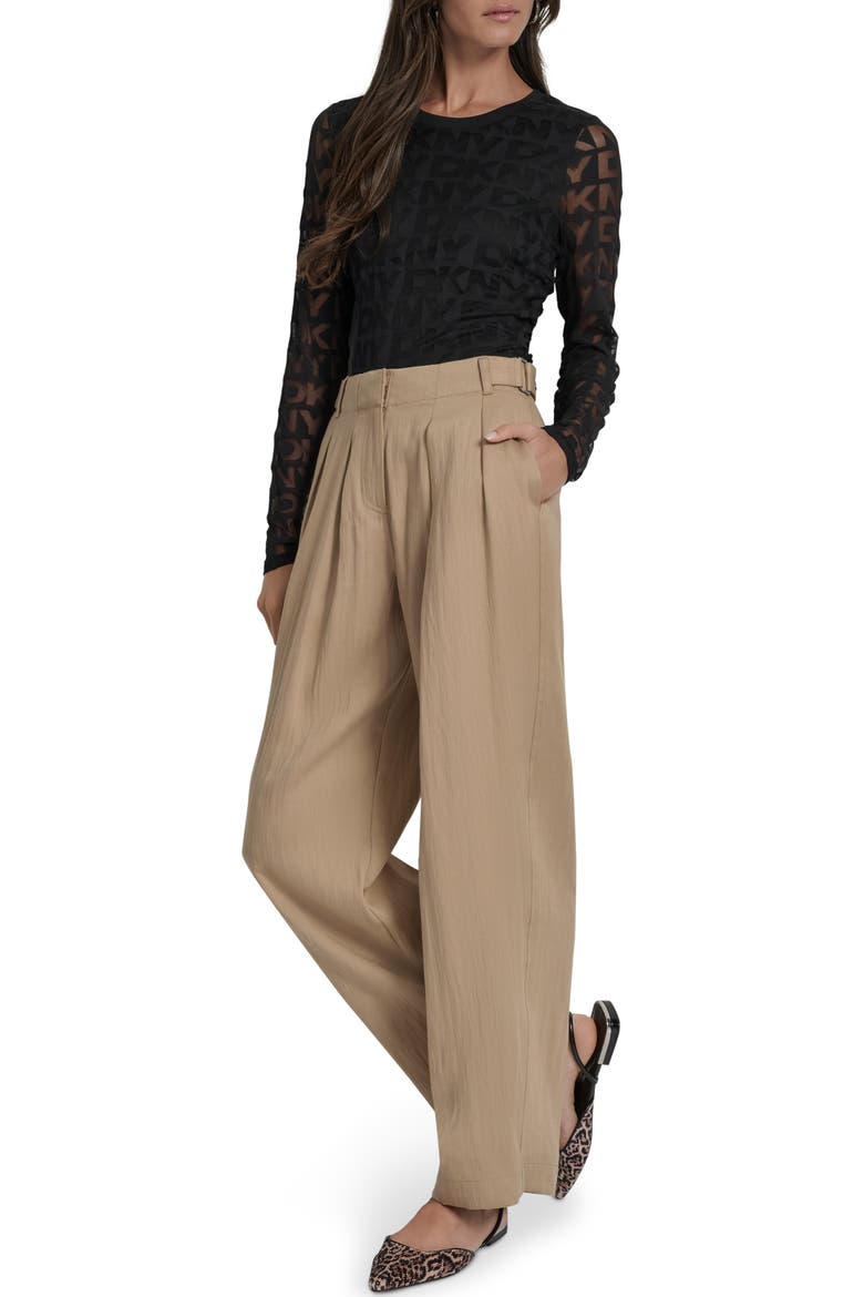 Weathered Twill Pleated Pants, Alternate, color, TRAVERTINE