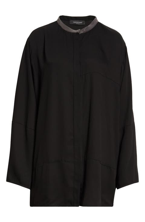 Bead Detail Tunic Button-Up Shirt