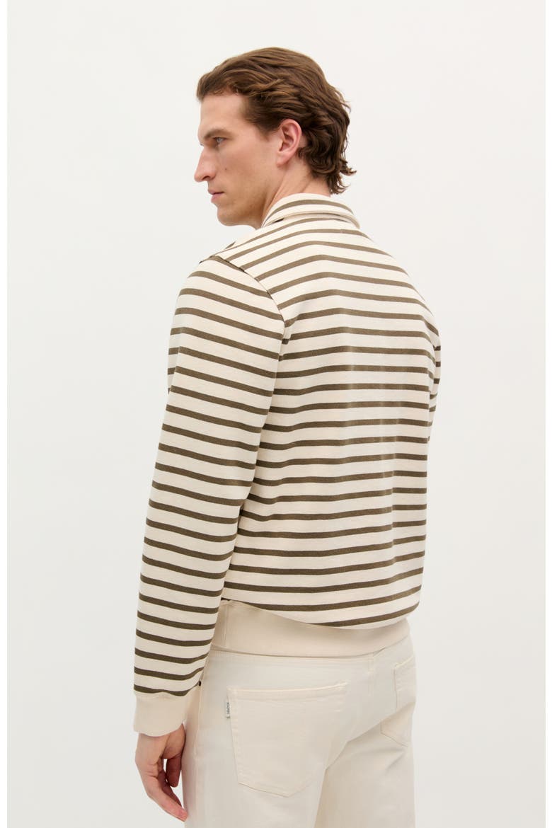 Stripes Zipper Sweater, Alternate, color, KHAKI