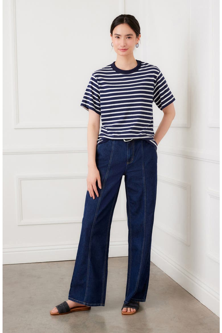 Stripe Cotton T-Shirt, Alternate, color, NAVY/WHITE