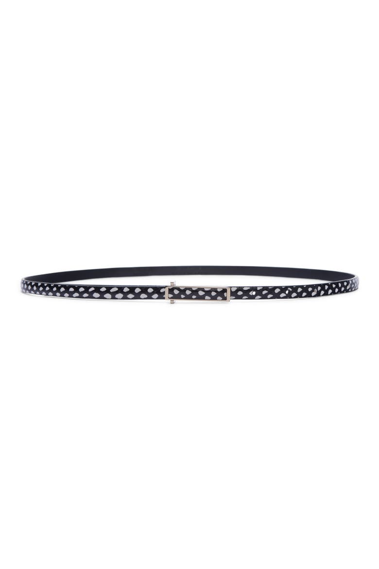 Snakeskin Embossed Leather Belt, Main, color, BLACK/ WHITE