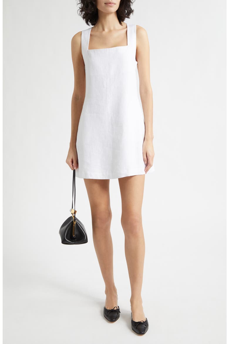 Alice Square Neck Linen Minidress, Alternate, color, IVORY