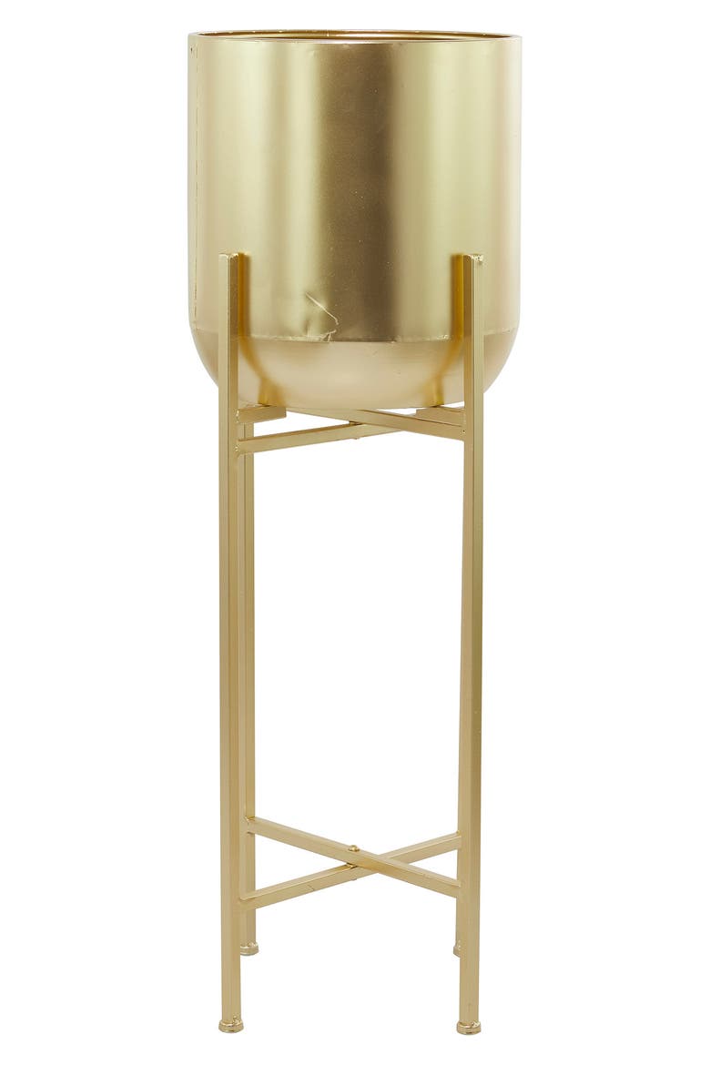 Goldtone Metal Modern Planter with Removable Stand, Alternate, color, GOLD
