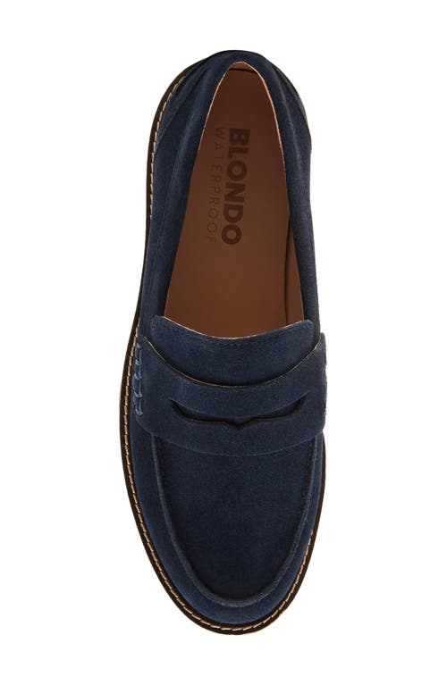 Blondo Waterproof Penny Loafer In Navy Suede
