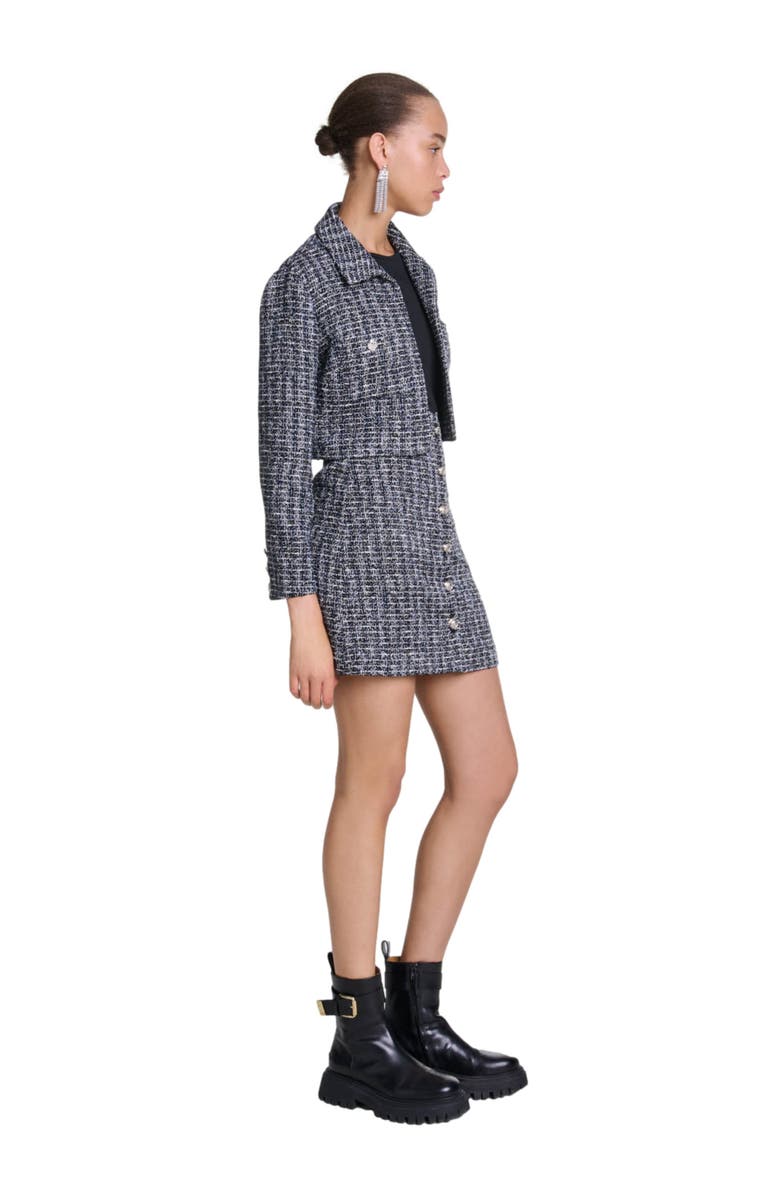 maje 2-in-1 tweed dress, Alternate, color, 