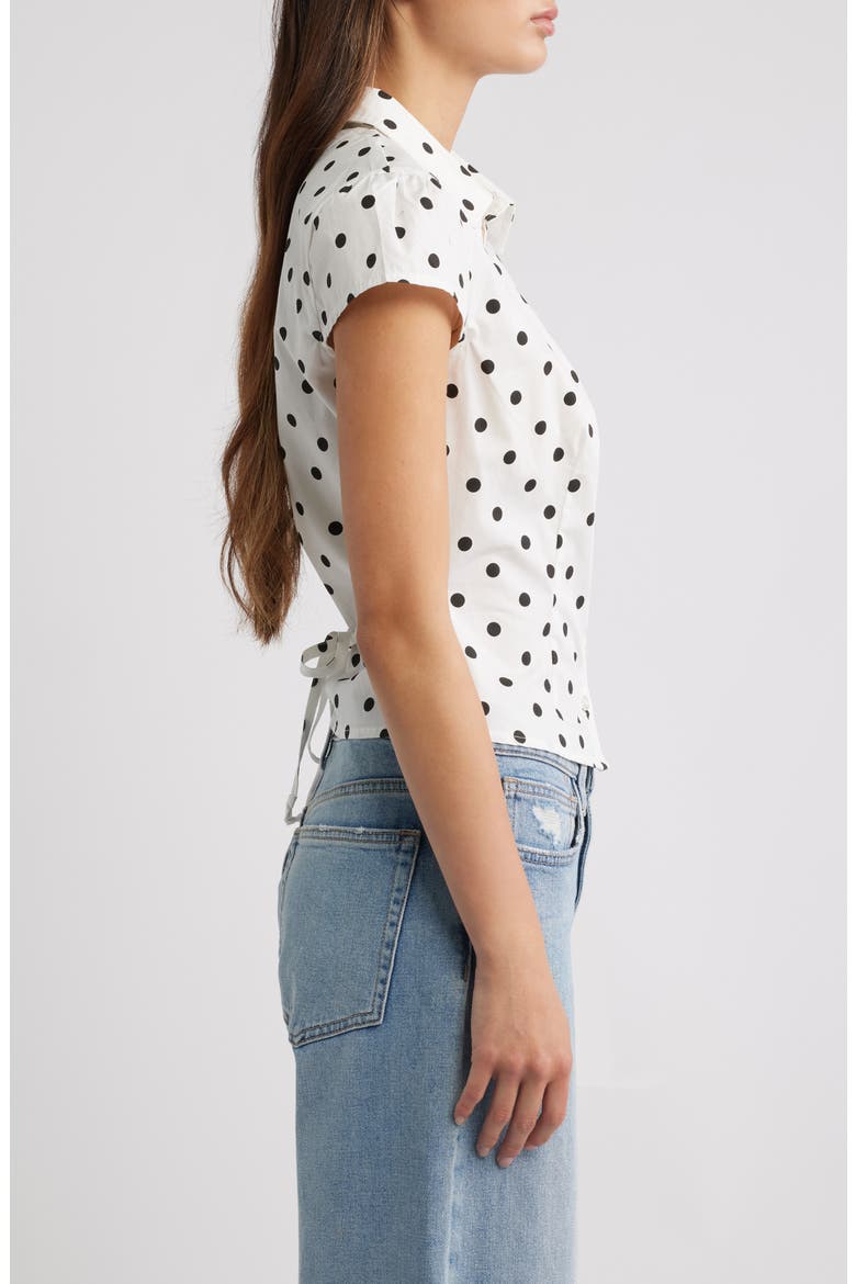Audrey Polka Dot Button-Up Top, Alternate, color, BLACK/ WHITE