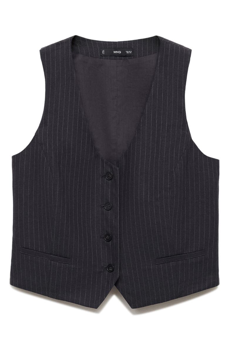 MANGO Cotton & Linen Suit Vest, Alternate, color, Navy