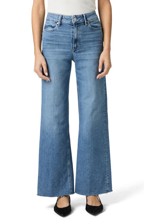 Anessa High Waist Raw Hem Wide Leg Jeans (Big Sky)