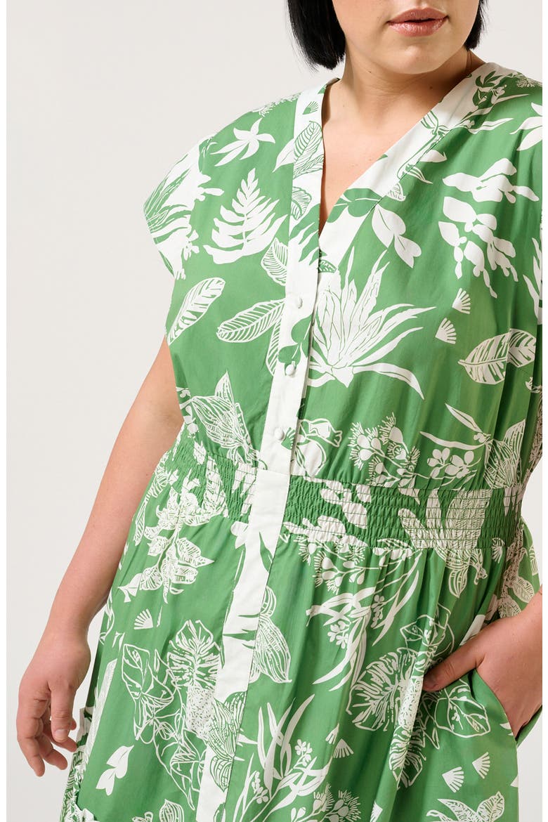 Amazonia Print Cotton Poplin Midi Shirtdress, Alternate, color, GREEN PRINT