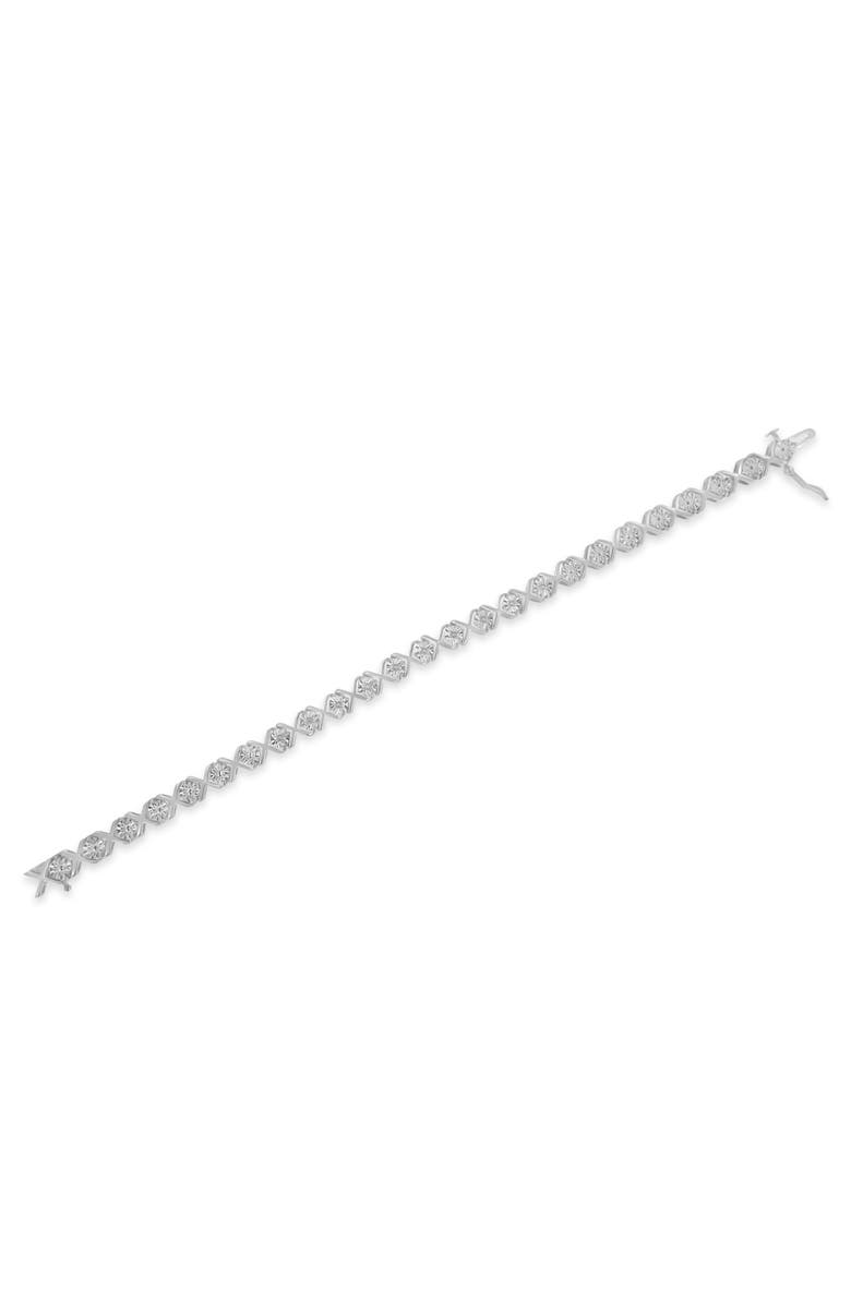 Haus of Brilliance Silver 1/10 cttw Miracle-Set Round-Cut Diamond "X" Link Tennis Bracelet, Alternate, color, White