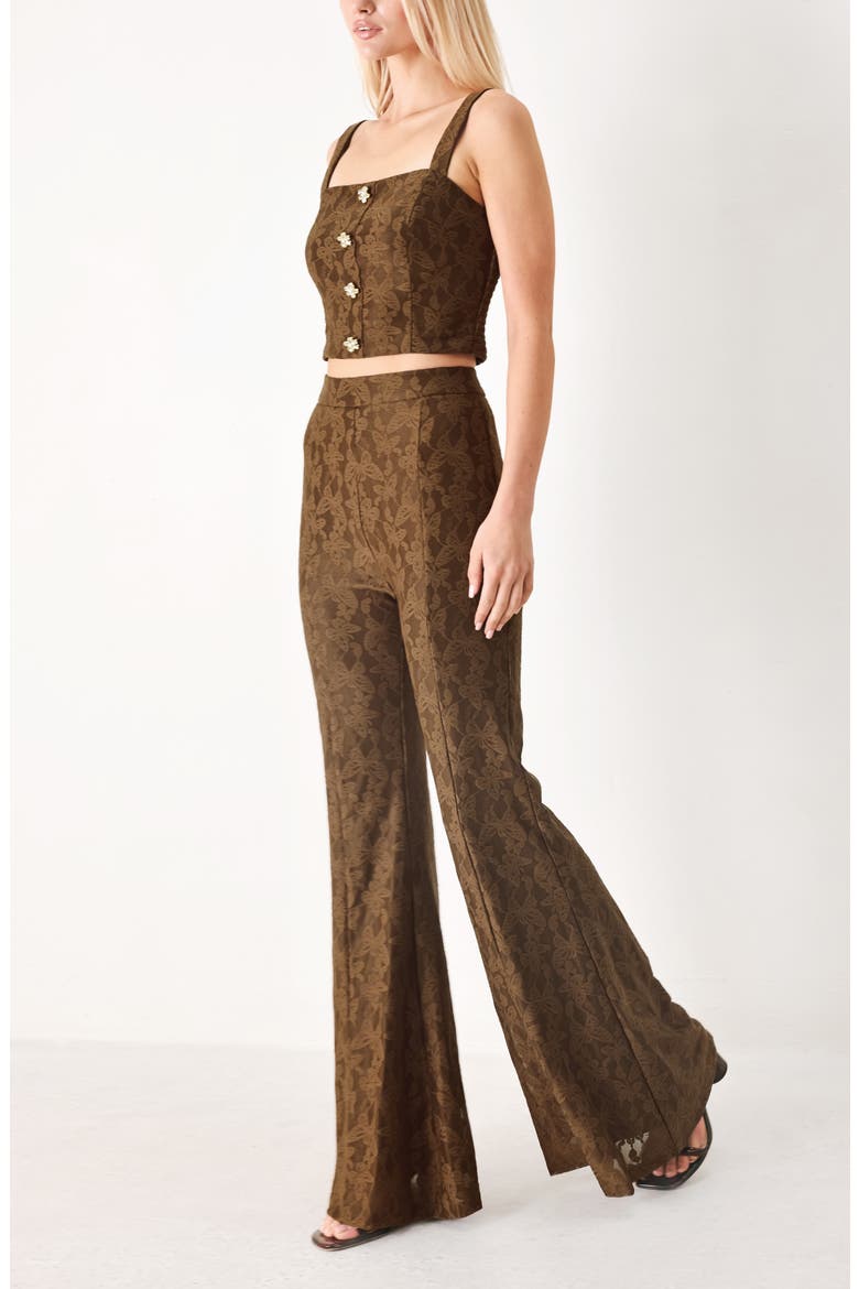Lace Flare Pants, Alternate, color, BROWN