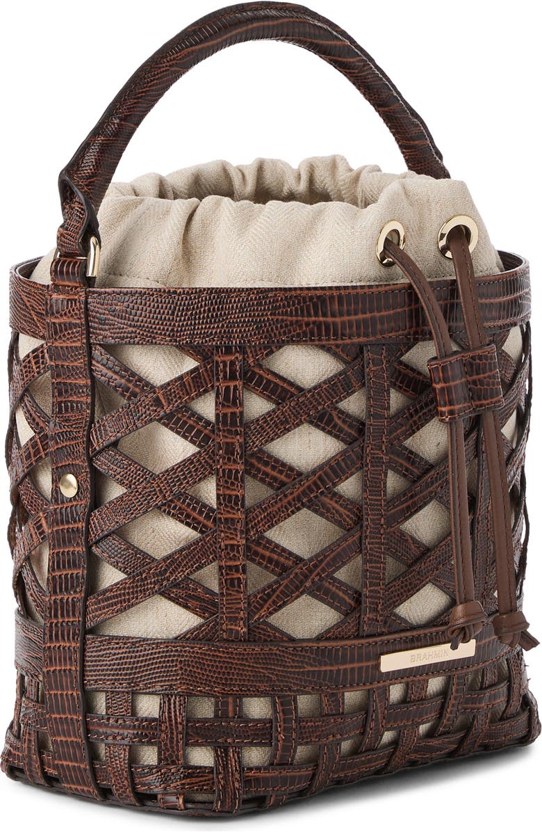 Brahmin Mini Amelia Top Handle Bucket Bag, Alternate, color, Chestnut