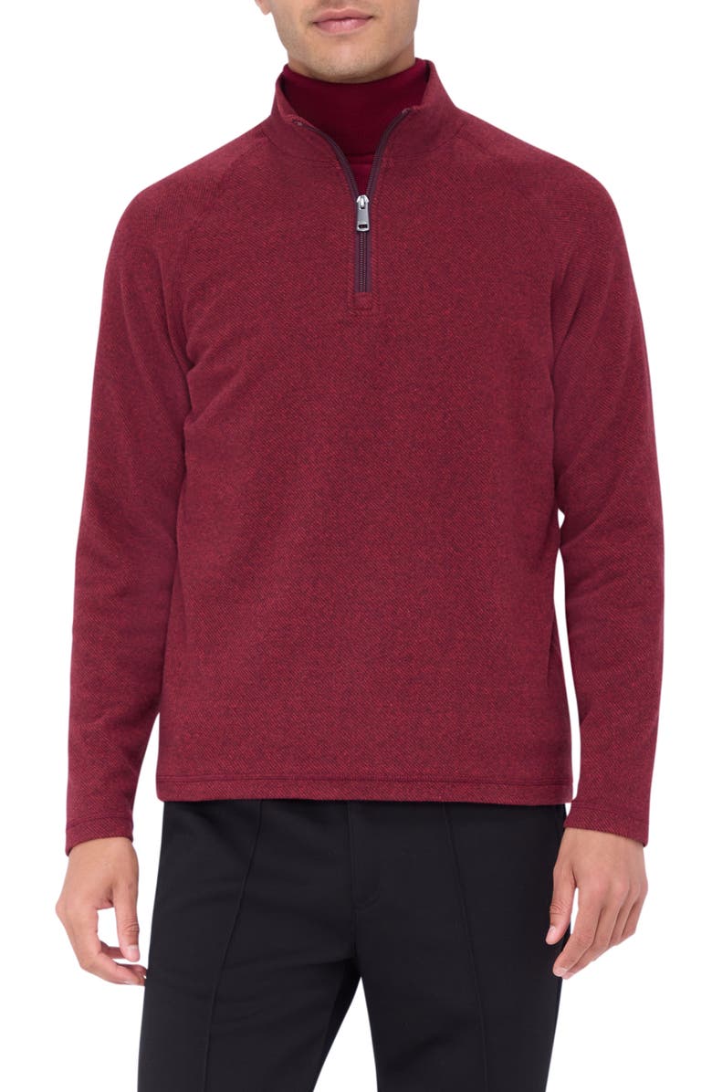 Bugatchi Quarter Zip Pullover, Main, color, Cabernet