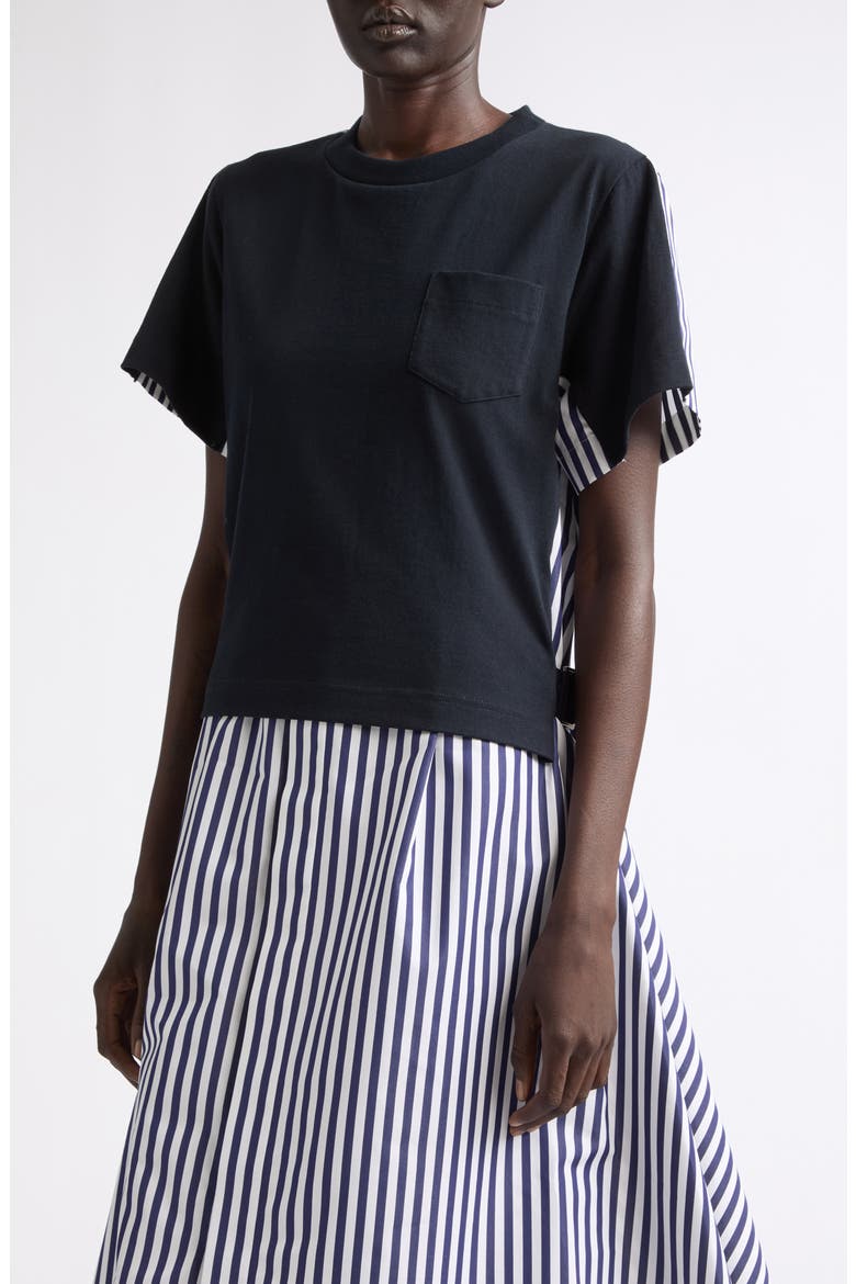 Stripe T-Shirt Overlay Shirtdress, Alternate, color, NAVY STRIPE