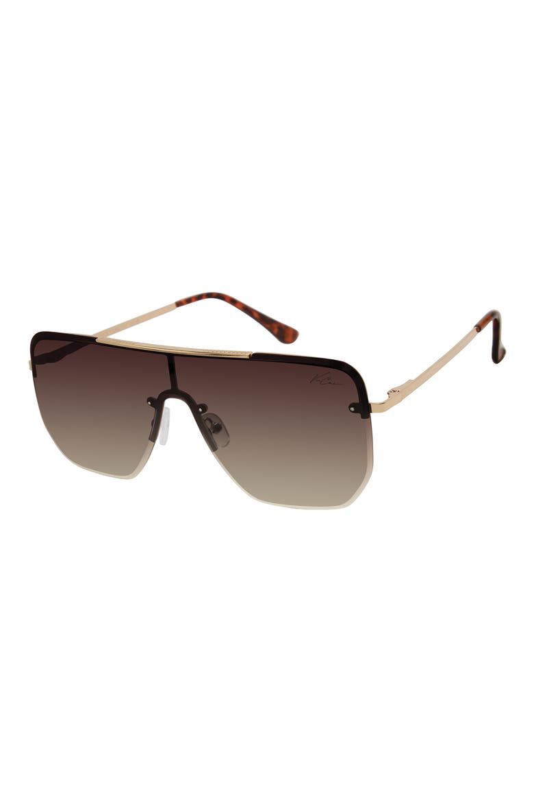136mm Rimless Metal Shield Sunglasses, Main, color, GOLD