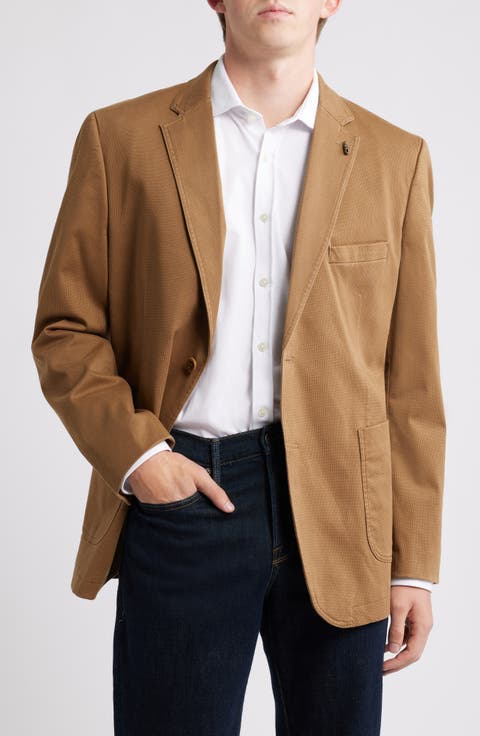 Brown Microprint Stretch Cotton Sport Coat