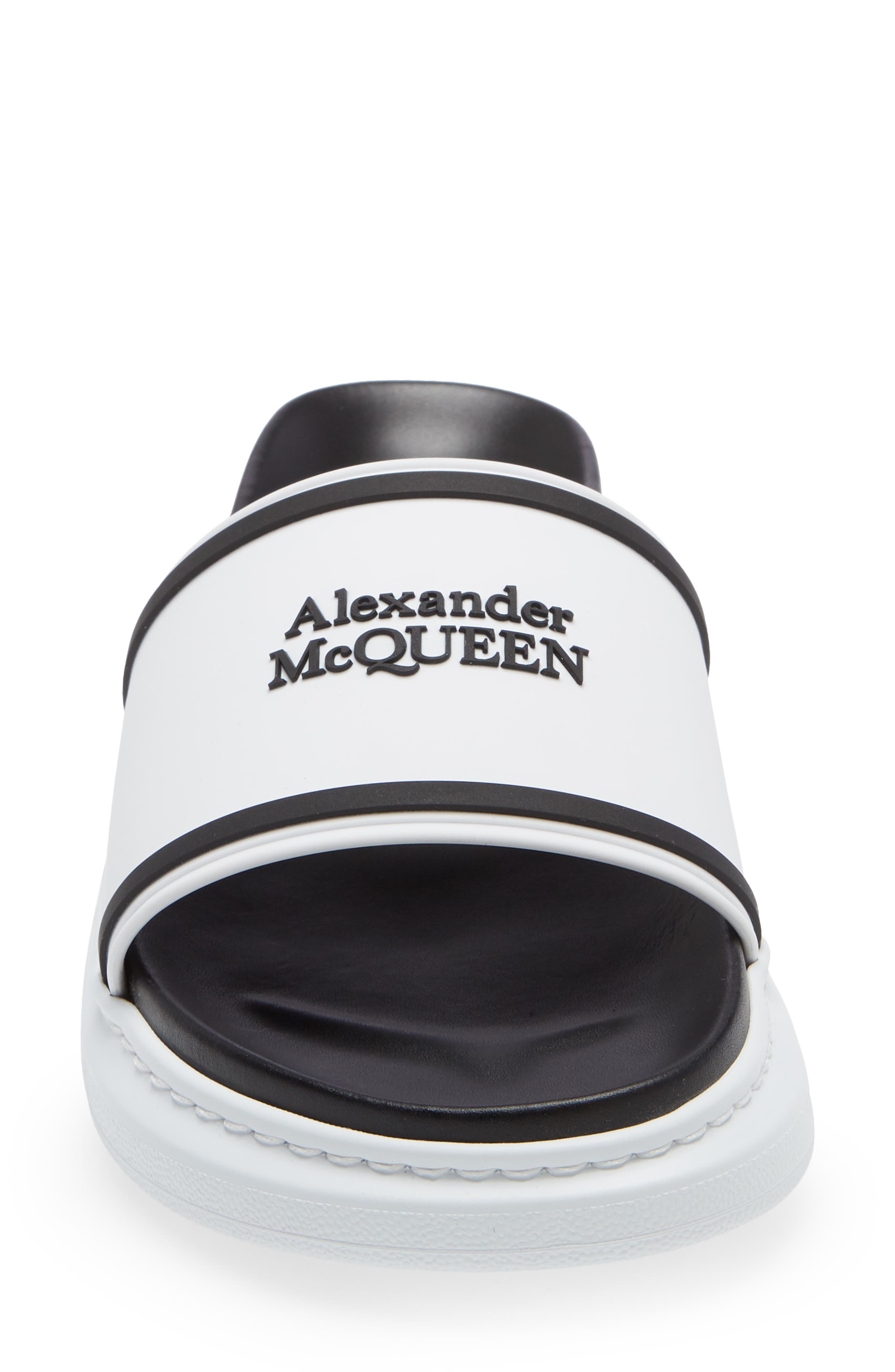 Alexander McQueen Logo Slide Sandal, Alternate, color, WHITE