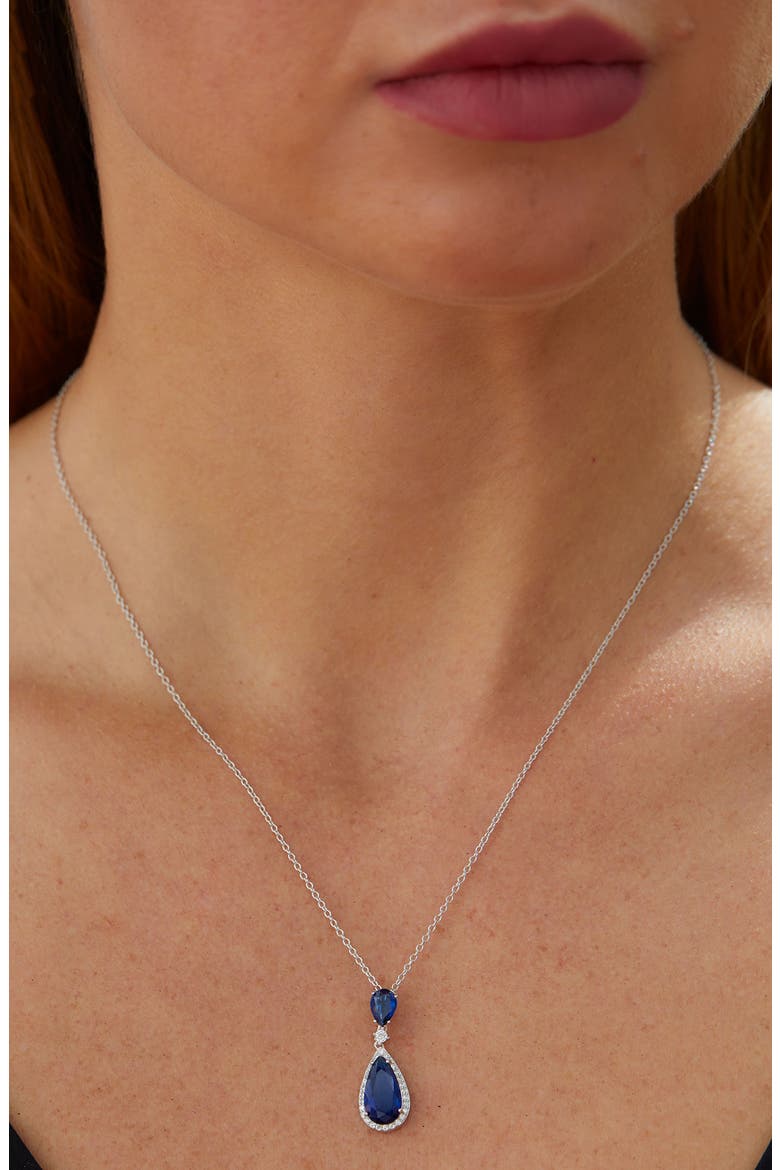Cubic Zirconia Pendant Necklace, Alternate, color, BLUE