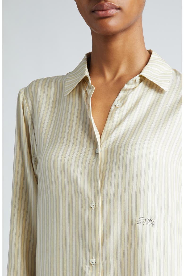 Lorenzo Stripe Silk Button-Up Shirt, Alternate, color, YELLOW