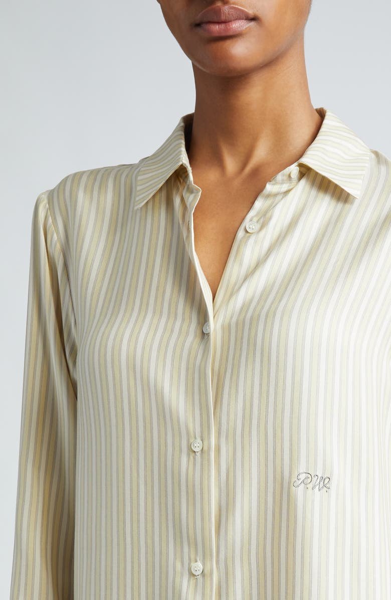 Paloma Wool Lorenzo Stripe Silk Button-Up Shirt, Alternate, color, 