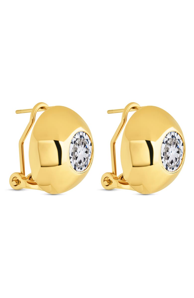 Sterling Forever Zora Cubic Zirconia Dome Stud Earrings, Alternate, color, Gold