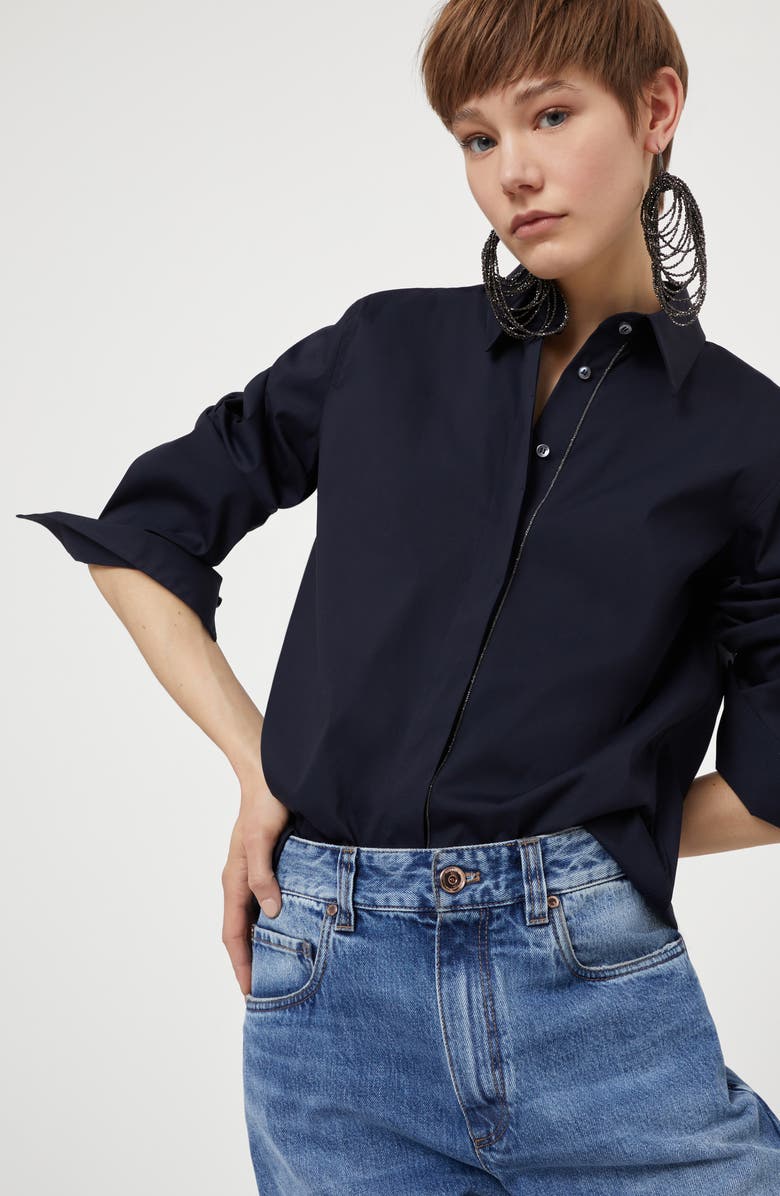 Brunello Cucinelli Stretch poplin shirt, Alternate, color, 