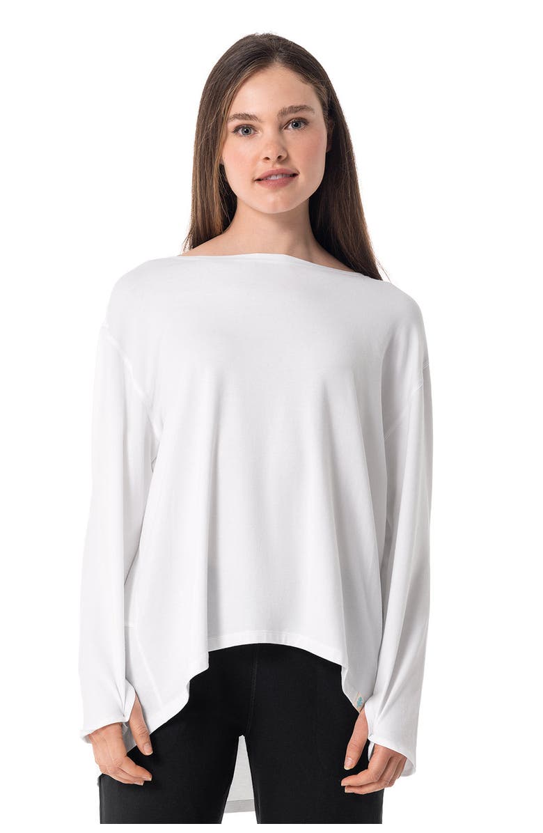 Coolibar Women's Drape Long Sleeve T-Shirt - UPF 50+ Sun Protection - West Palm, Main, color, White