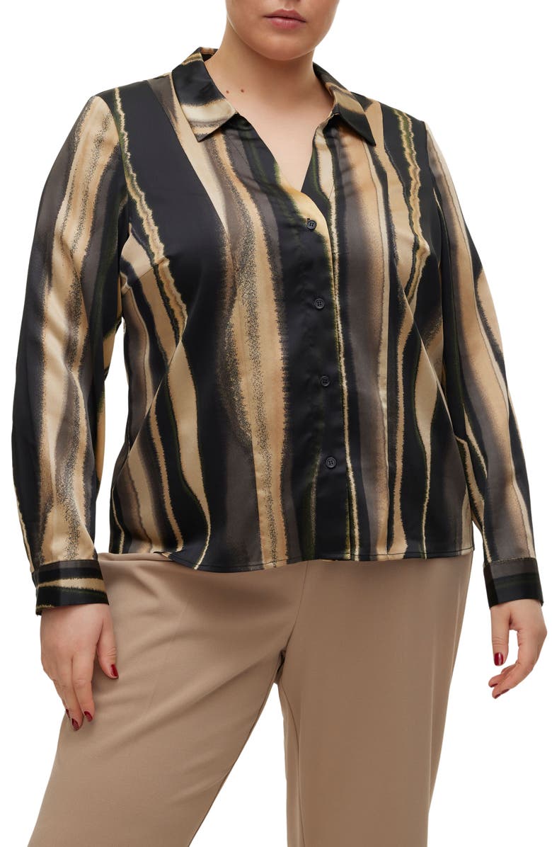 VERO MODA CURVE Tam Tonja Stripe Button-Up Shirt, Main, color, 