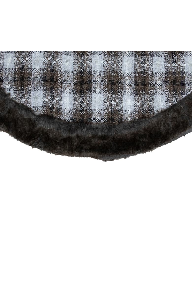 Northlight 48" Brown and White Plaid Christmas Tree Skirt with Faux Fur, Alternate, color, Brown