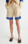 KÚR Stripe Organic Cotton Shorts with Crochet Panels