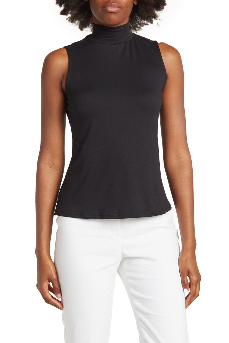 Mock-neck Sleeveless Blouse, Main, color, BLACK