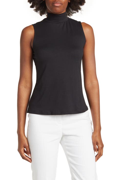Mock-neck Sleeveless Blouse