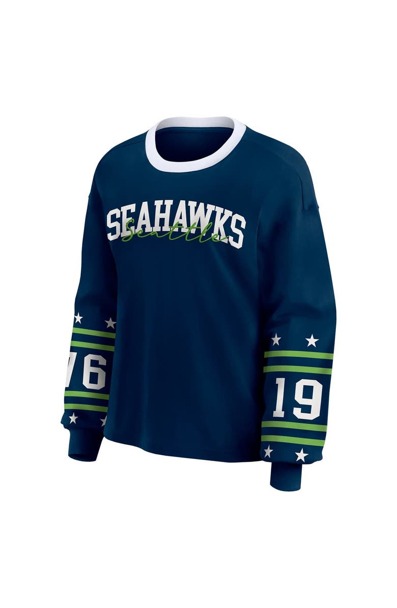 WEAR by Erin Andrews Women
s WEAR by Erin Andrews  College Navy Seattle Seahawks Sport Long-Sleeve T-Shirt, Alternate, color, College Navy